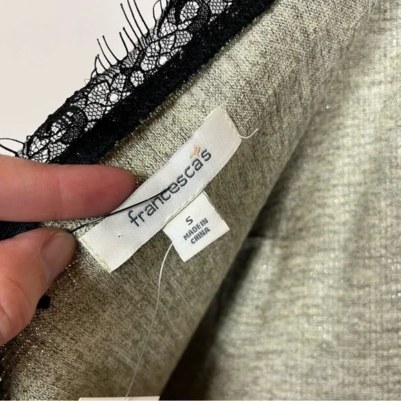 Francesca’s Lace Metallic V Neck Mini Dress Small Witchy Grunge Whimsigoth Fairy - Picture 8 of 9